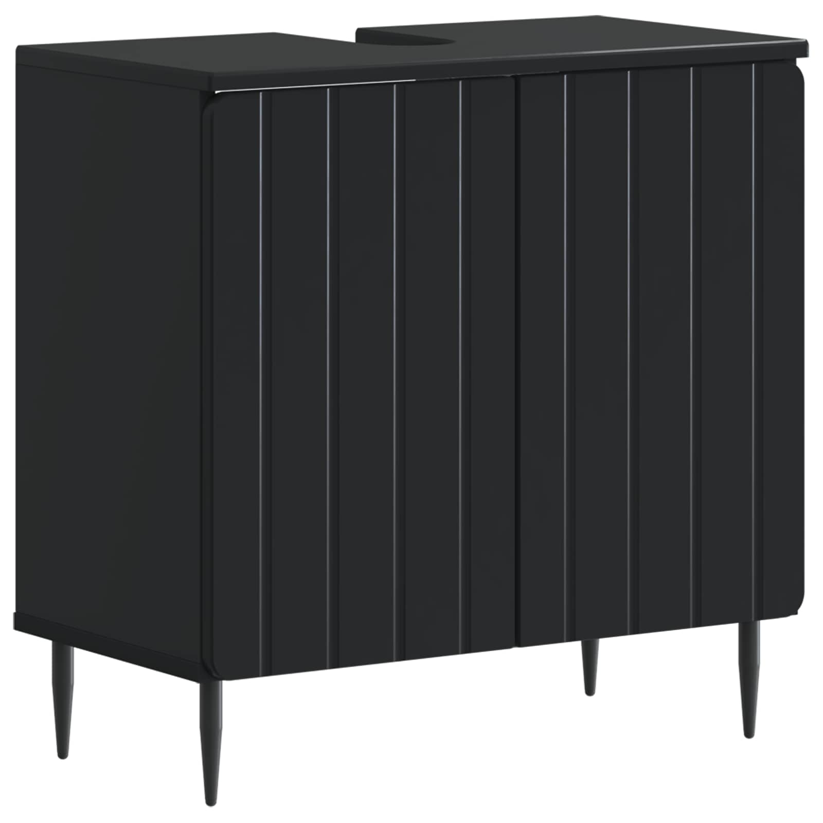 vidaXL 3 Piece Bathroom Cabinet Set ZWOLLE Black Engineered Wood 3