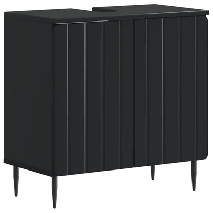 vidaXL 3 Piece Bathroom Cabinet Set ZWOLLE Black Engineered Wood 3