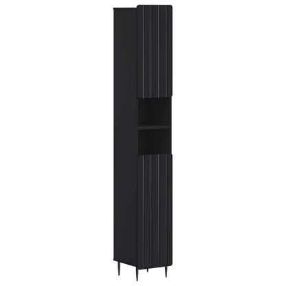 vidaXL 3 Piece Bathroom Cabinet Set ZWOLLE Black Engineered Wood 4