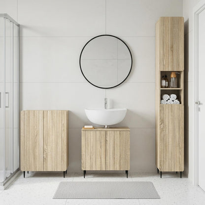 vidaXL 3 Piece Bathroom Cabinet Set EDE Engineered Wood Sonoma Oak