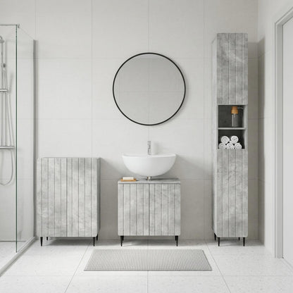 vidaXL 3 Piece Bathroom Cabinet Set DELFT Concrete Grey