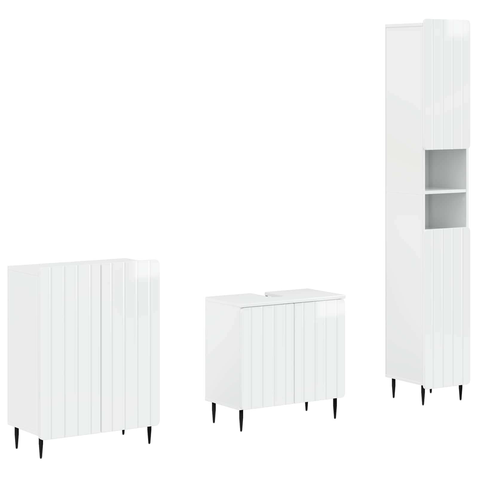 vidaXL 3 Piece Bathroom Cabinet Set ZWOLLE High Gloss White 1