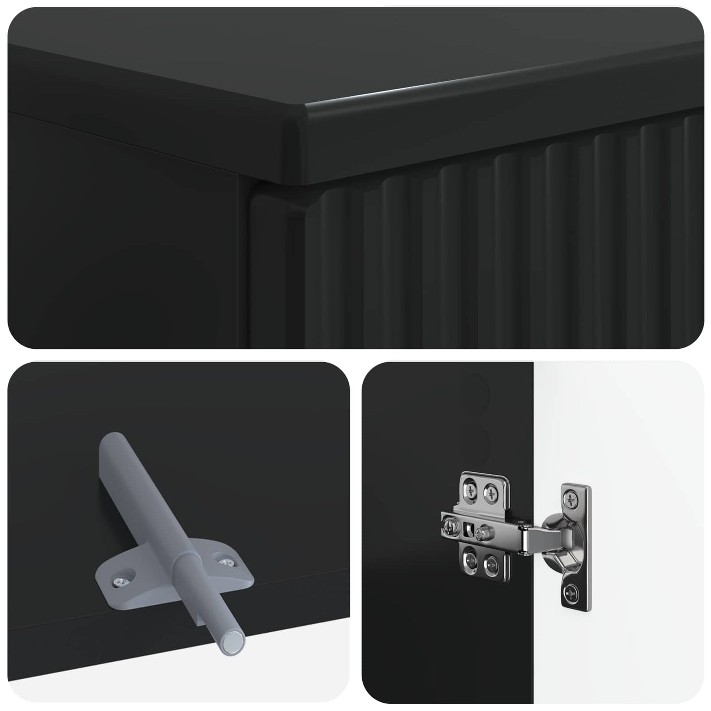 vidaXL 3 Piece Bathroom Cabinet Set ARNHEM Black Engineered Wood 6