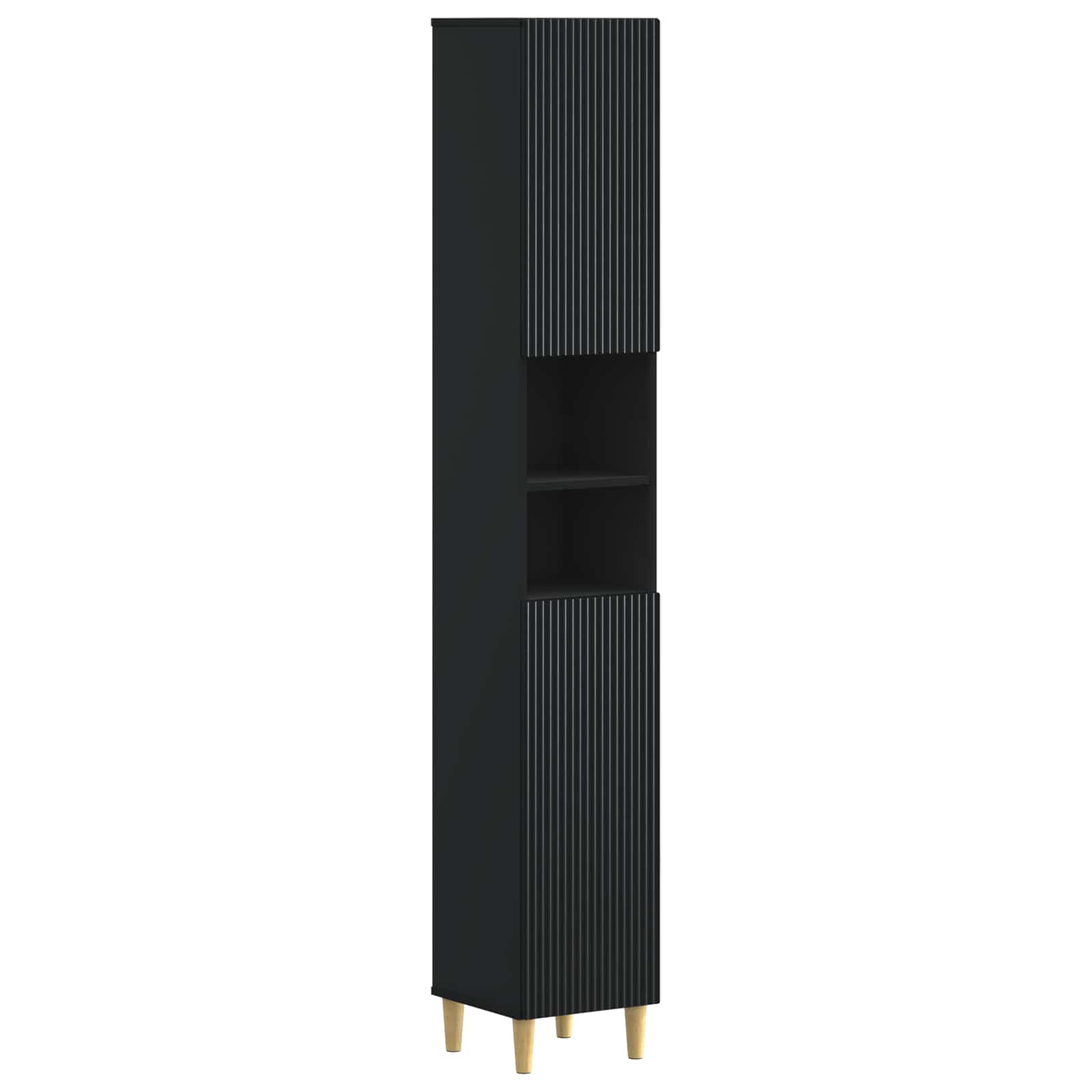 vidaXL 3 Piece Bathroom Cabinet Set ARNHEM Black Engineered Wood 4