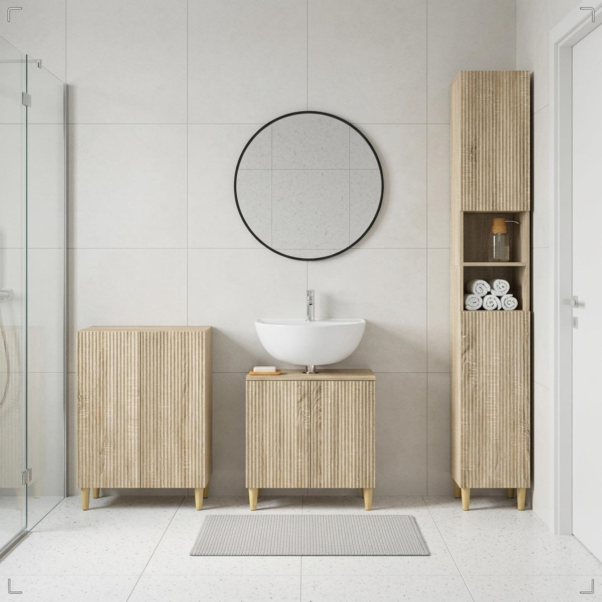 vidaXL 3 Piece Bathroom Cabinet Set ARNHEM Sonoma Oak Engineered Wood 1