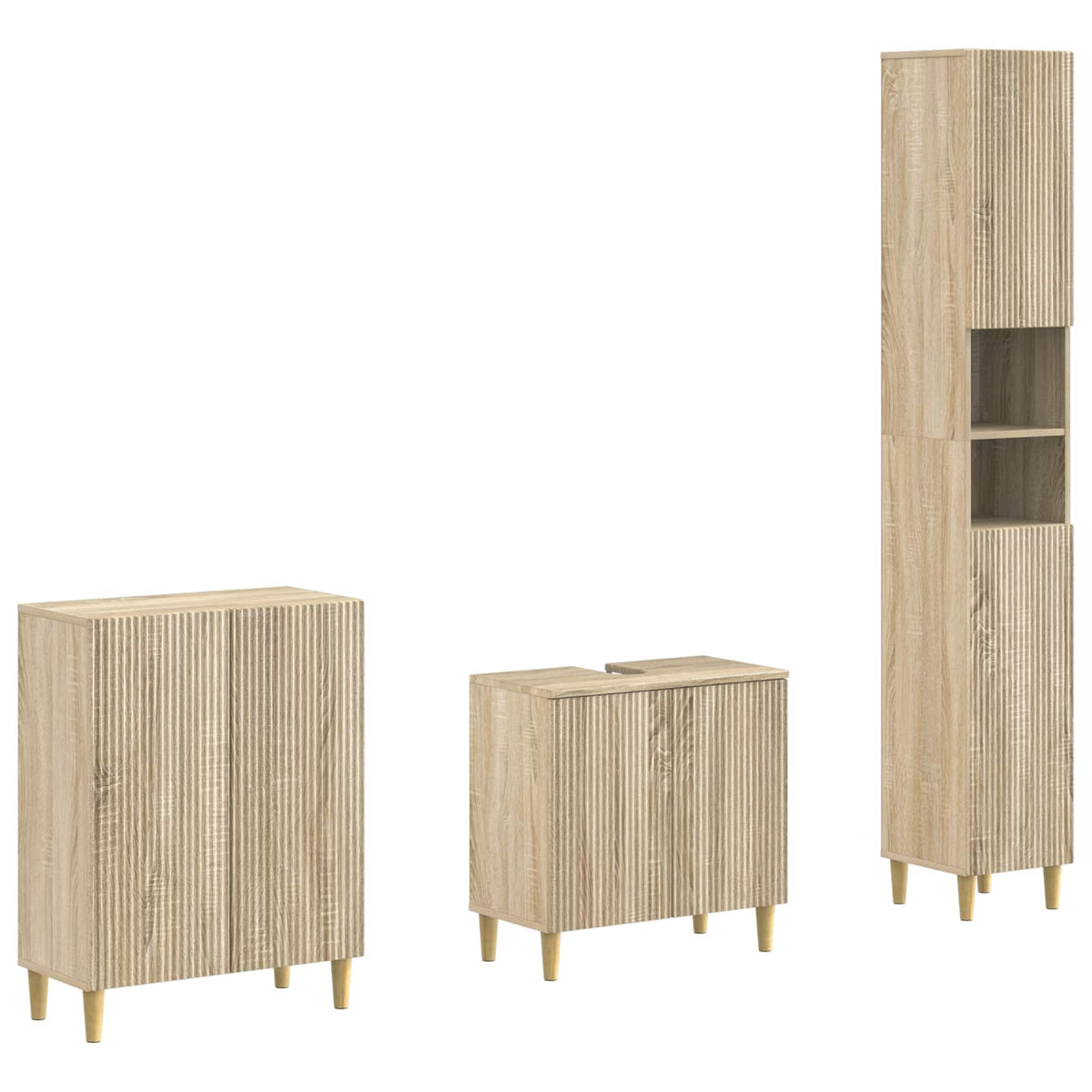 vidaXL 3 Piece Bathroom Cabinet Set ARNHEM Sonoma Oak Engineered Wood 2