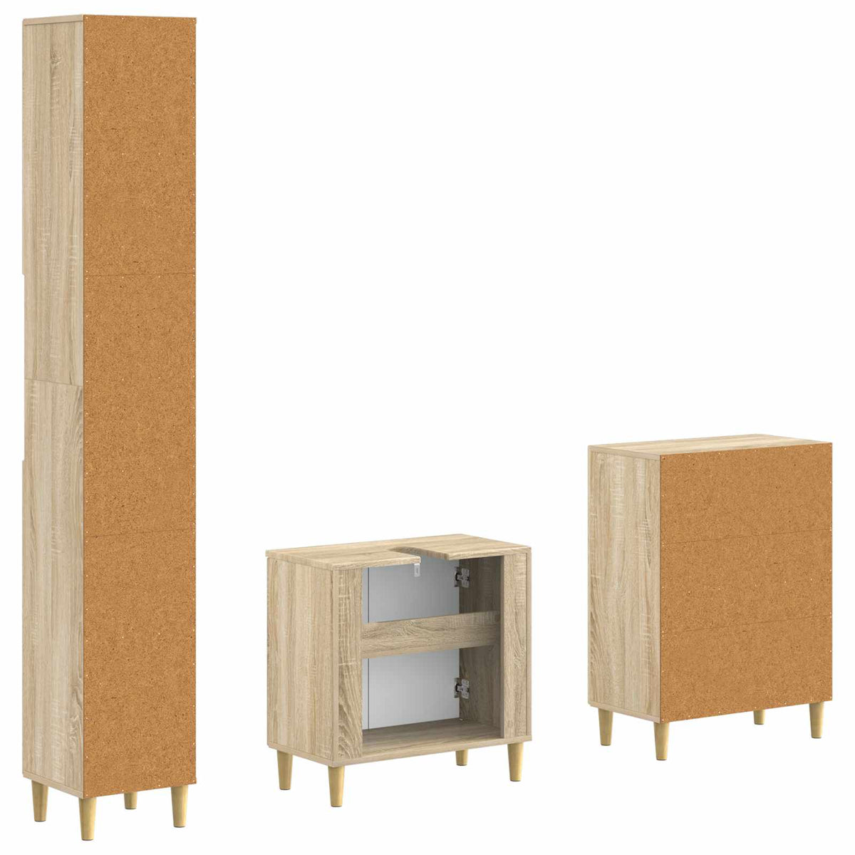 vidaXL 3 Piece Bathroom Cabinet Set ARNHEM Sonoma Oak Engineered Wood 6
