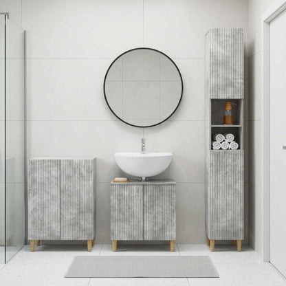 vidaXL 3 Piece Bathroom Cabinet Set DELFT Concrete Grey