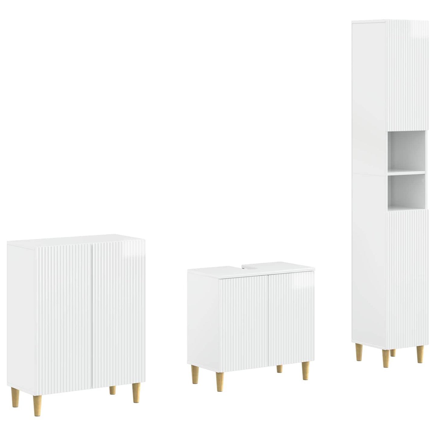 vidaXL 3 Piece Bathroom Cabinet Set ARNHEM High Gloss White 1