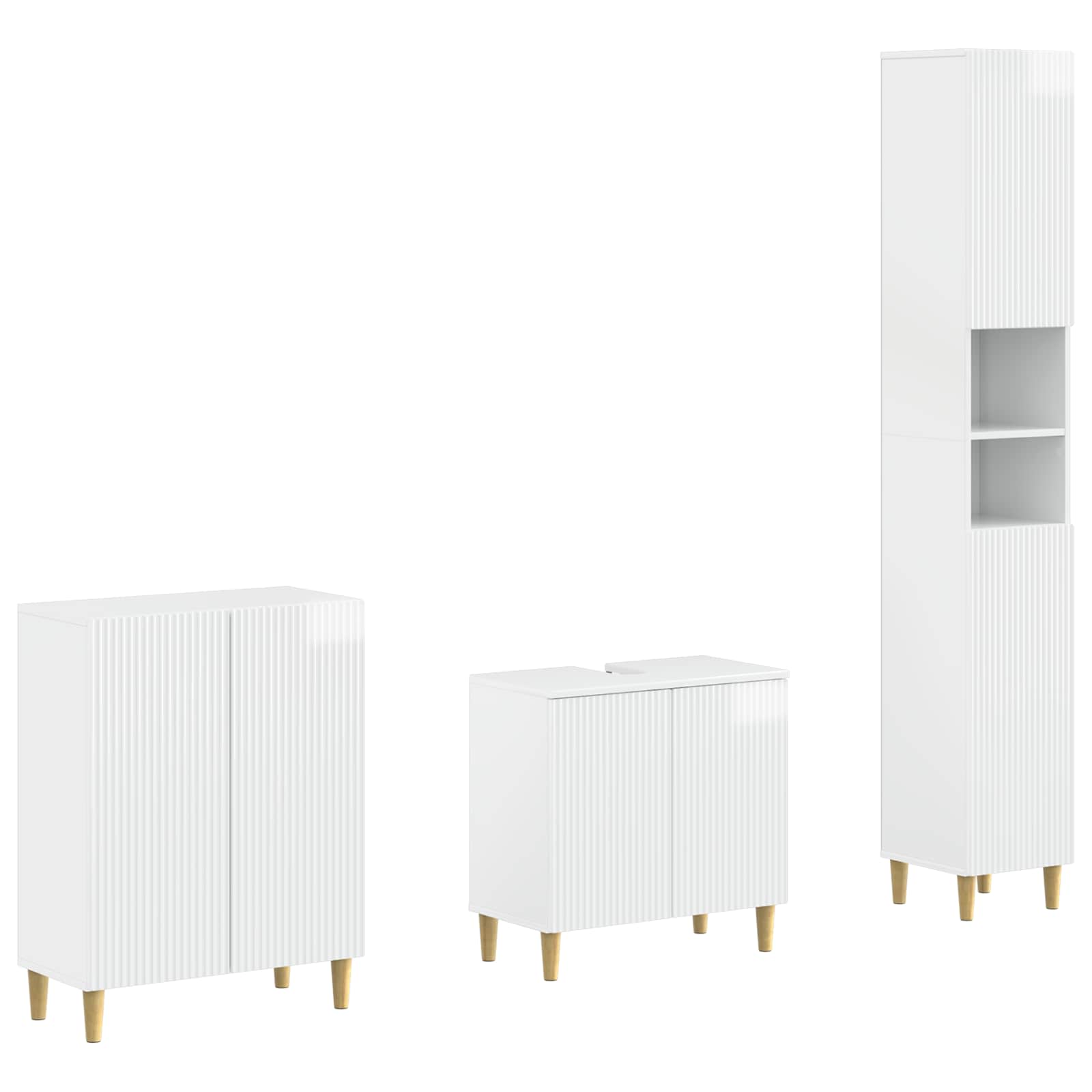 vidaXL 3 Piece Bathroom Cabinet Set ARNHEM High Gloss White 1