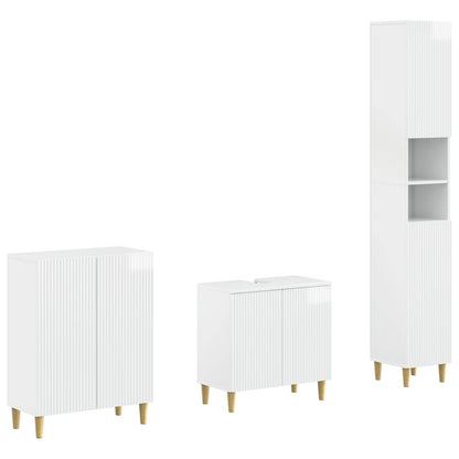 vidaXL 3 Piece Bathroom Cabinet Set ARNHEM High Gloss White 1