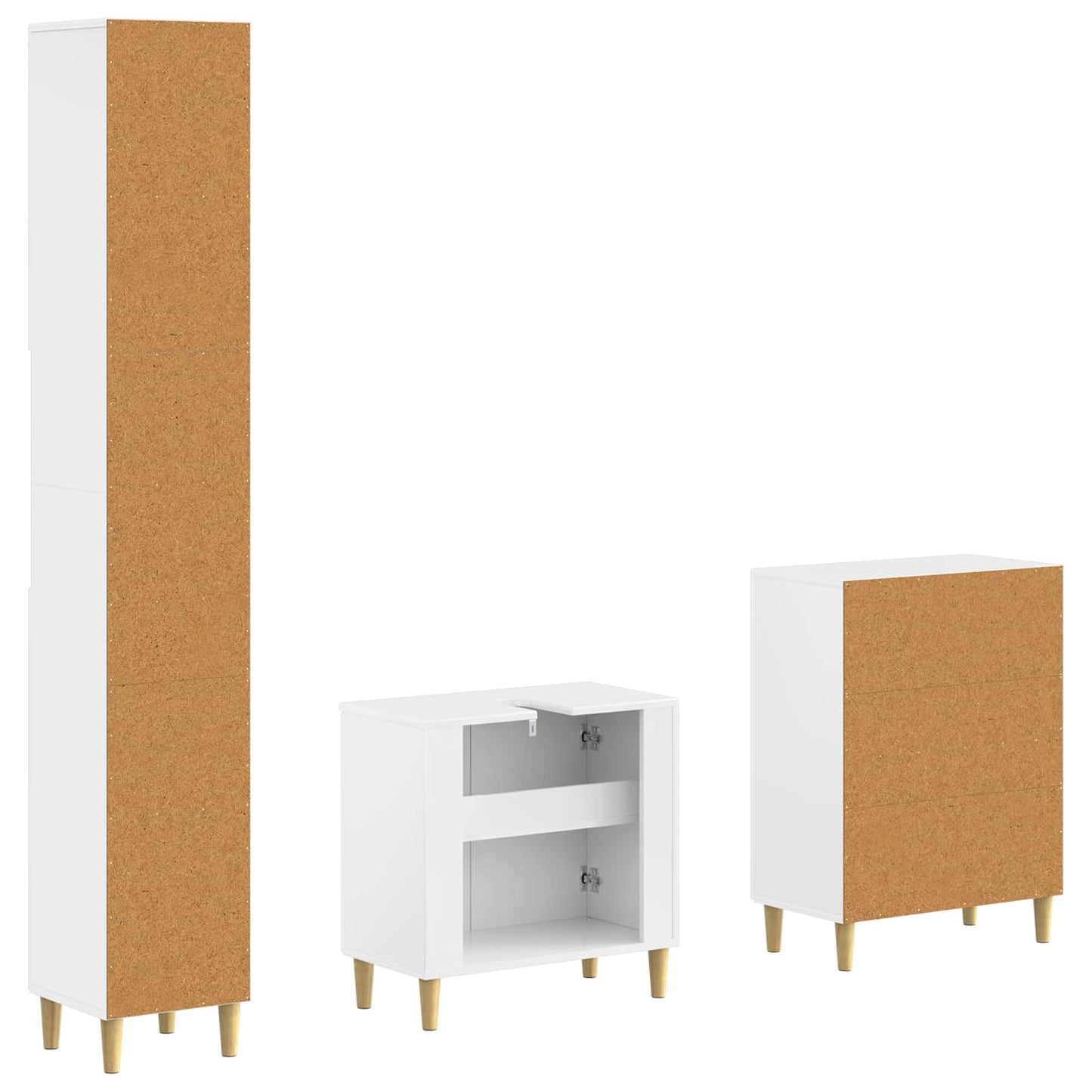vidaXL 3 Piece Bathroom Cabinet Set ARNHEM High Gloss White 5