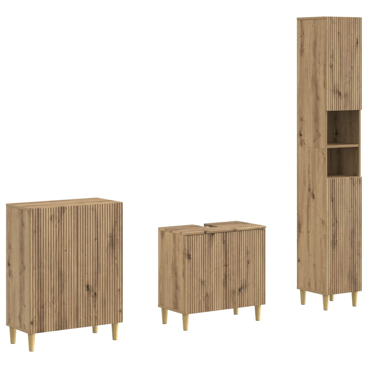vidaXL 3 Piece Bathroom Cabinet Set ARNHEM Artisan Oak Engineered Wood 1