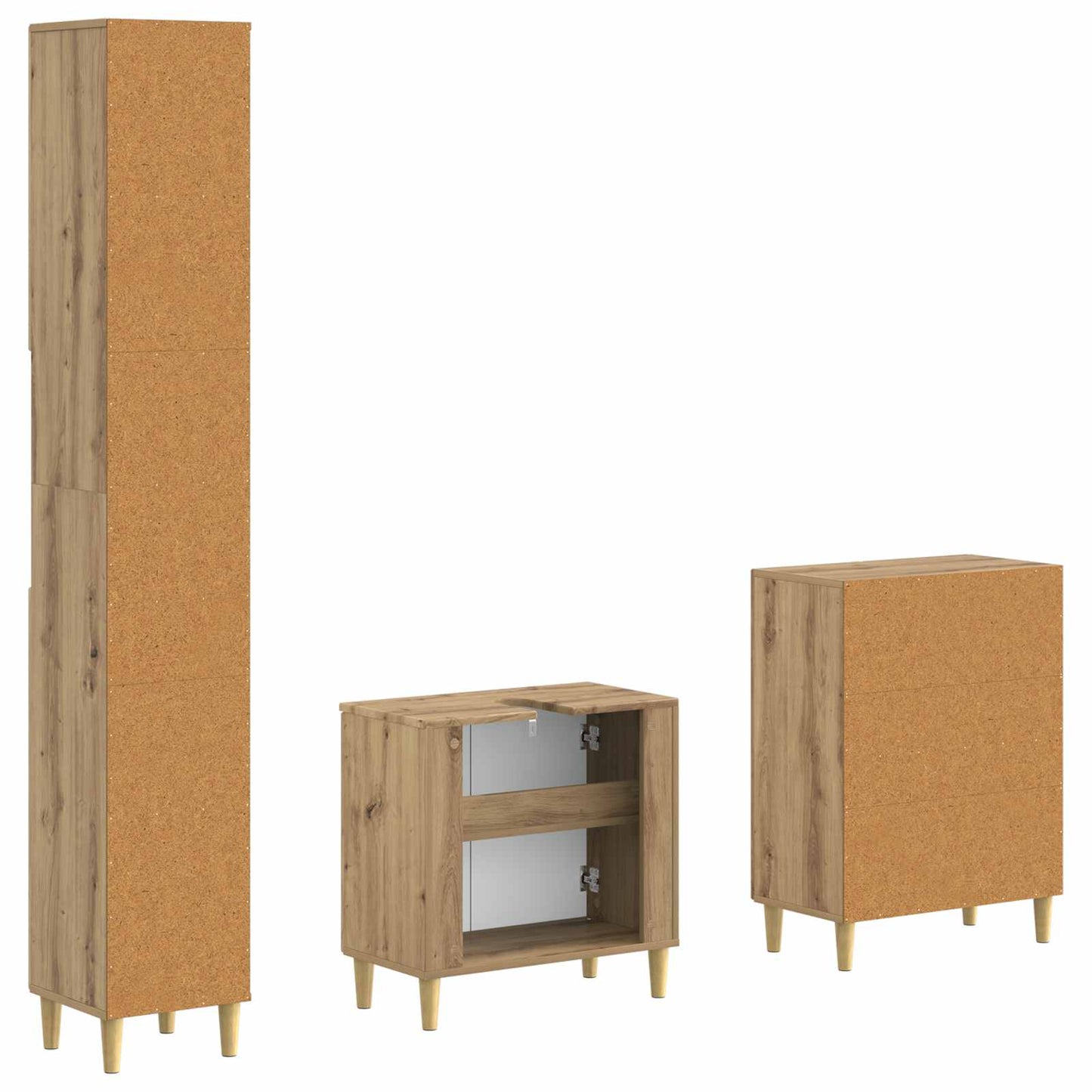 vidaXL 3 Piece Bathroom Cabinet Set ARNHEM Artisan Oak Engineered Wood 5