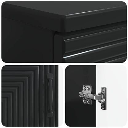 vidaXL 3 Piece Bathroom Cabinet Set HAARLEM Black Engineered Wood 6
