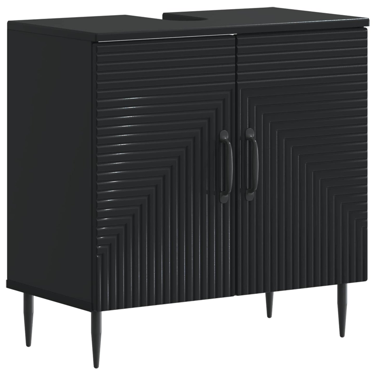 vidaXL 3 Piece Bathroom Cabinet Set HAARLEM Black Engineered Wood 3
