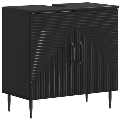 vidaXL 3 Piece Bathroom Cabinet Set HAARLEM Black Engineered Wood 3