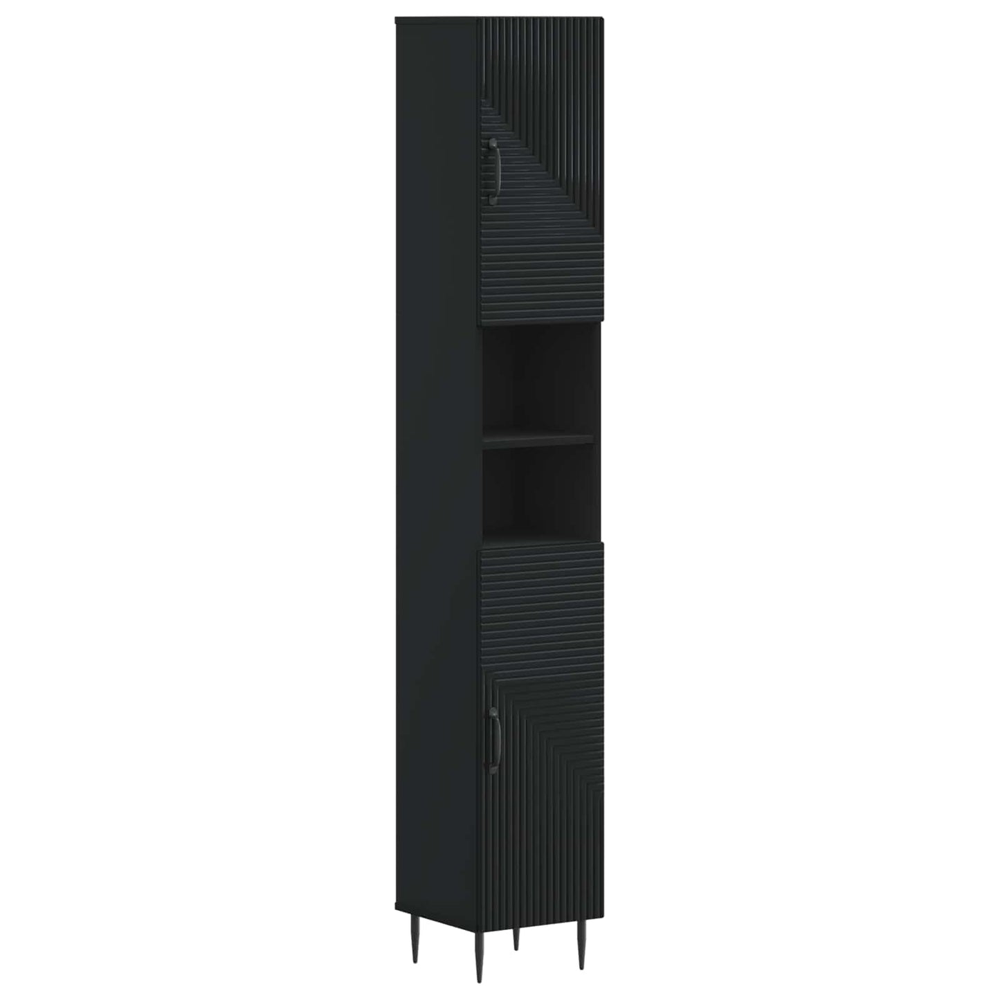vidaXL 3 Piece Bathroom Cabinet Set HAARLEM Black Engineered Wood 4