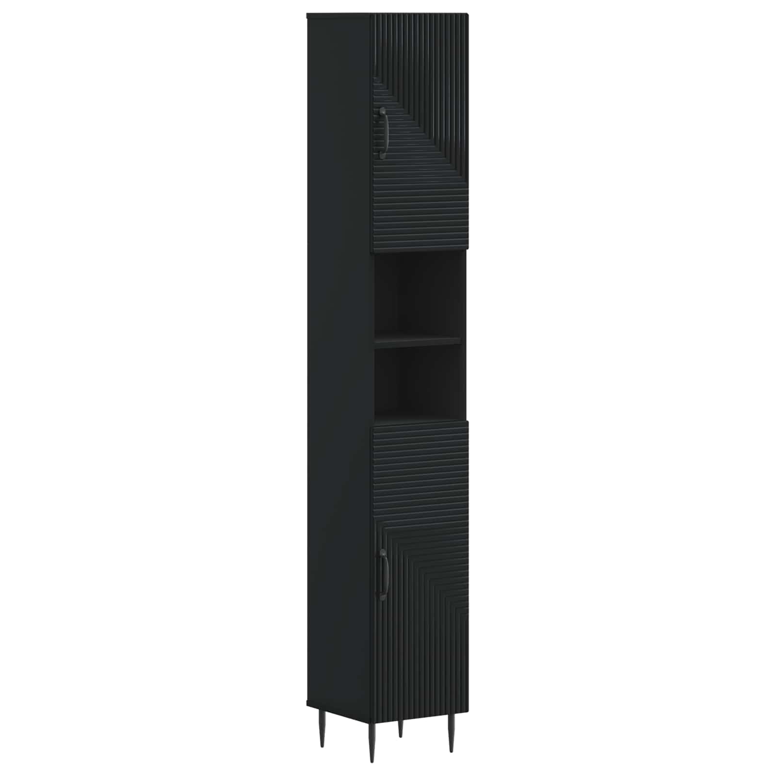 vidaXL 3 Piece Bathroom Cabinet Set HAARLEM Black Engineered Wood 4