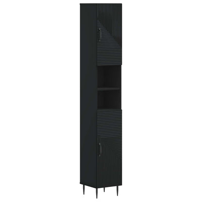 vidaXL 3 Piece Bathroom Cabinet Set HAARLEM Black Engineered Wood 4