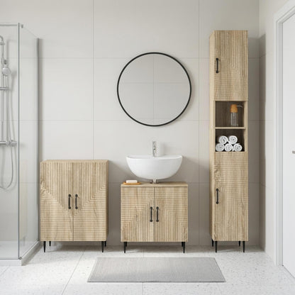 vidaXL 3 Piece Bathroom Cabinet Set EDE Engineered Wood Sonoma Oak