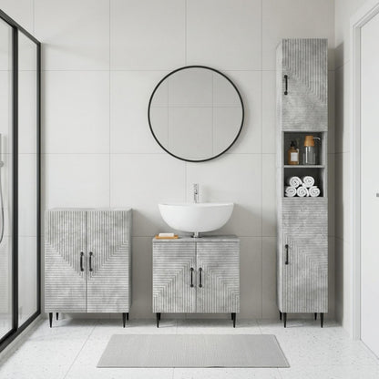vidaXL 3 Piece Bathroom Cabinet Set DELFT Concrete Grey
