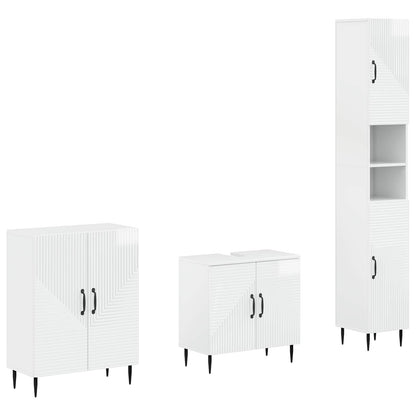 vidaXL 3 Piece Bathroom Cabinet Set HAARLEM High Gloss White 1