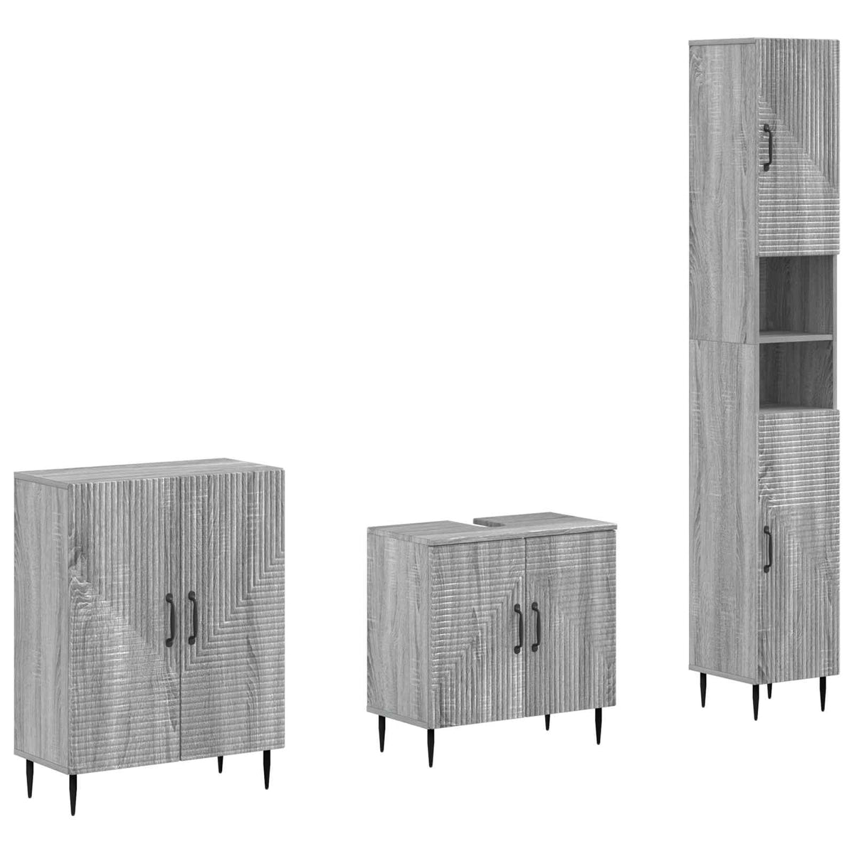 vidaXL 3 Piece Bathroom Cabinet Set HAARLEM Grey Sonoma 2