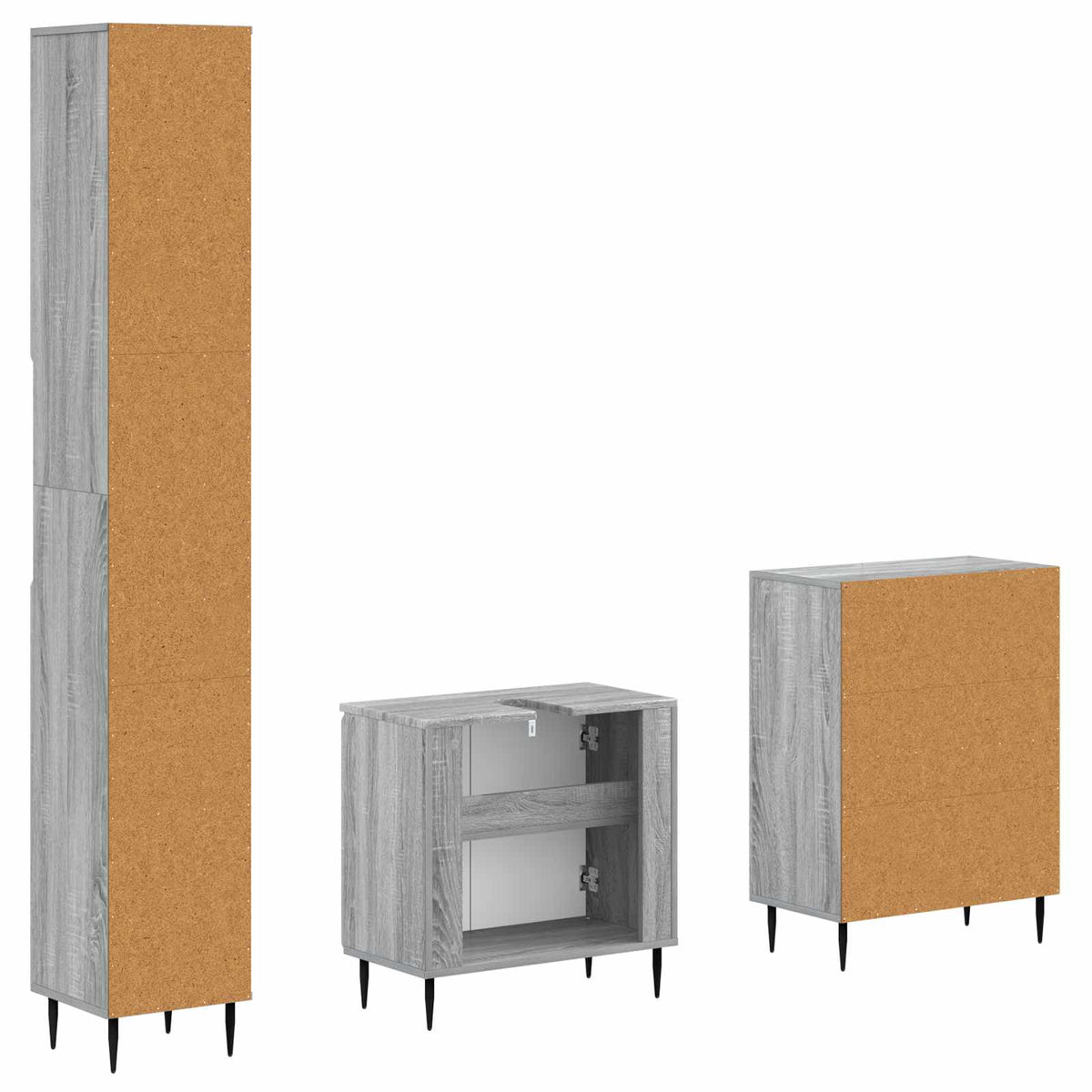 vidaXL 3 Piece Bathroom Cabinet Set HAARLEM Grey Sonoma 6