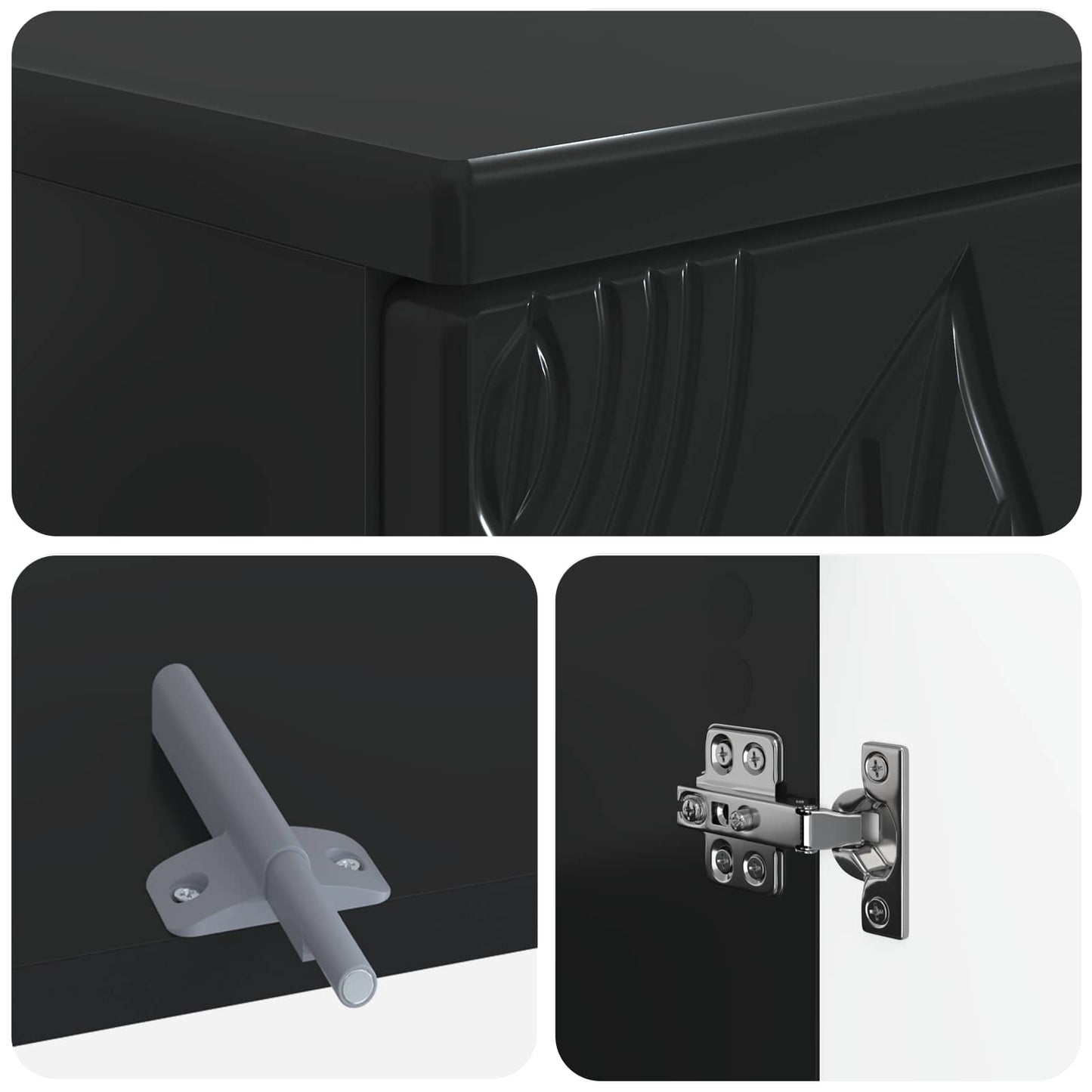 vidaXL 3 Piece Bathroom Cabinet Set DELFT Black Engineered Wood 6