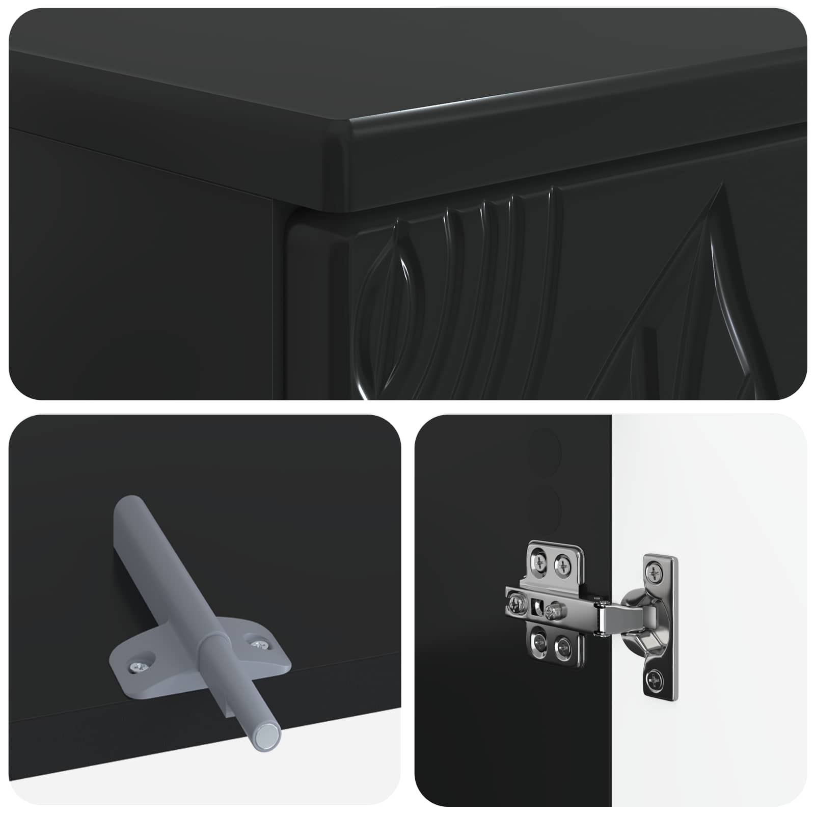 vidaXL 3 Piece Bathroom Cabinet Set DELFT Black Engineered Wood 6