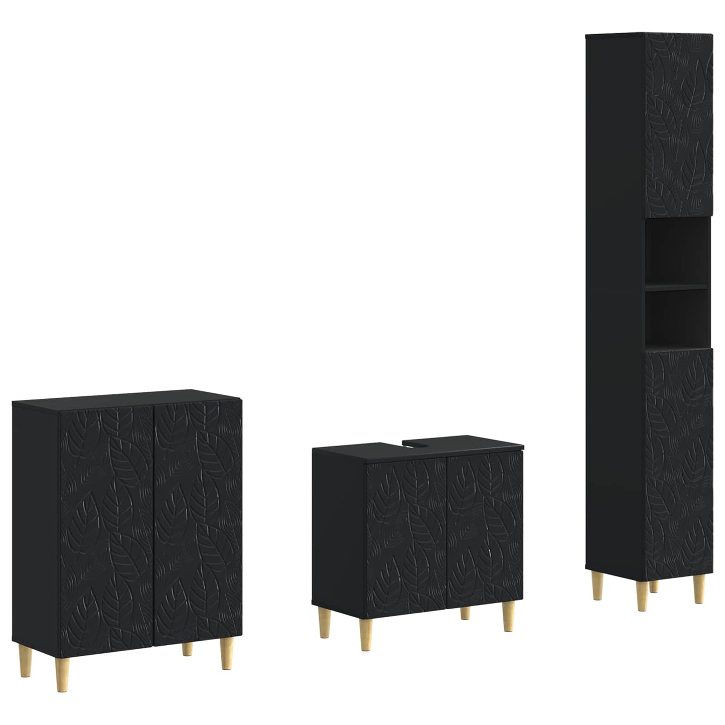vidaXL 3 Piece Bathroom Cabinet Set DELFT Black Engineered Wood 1