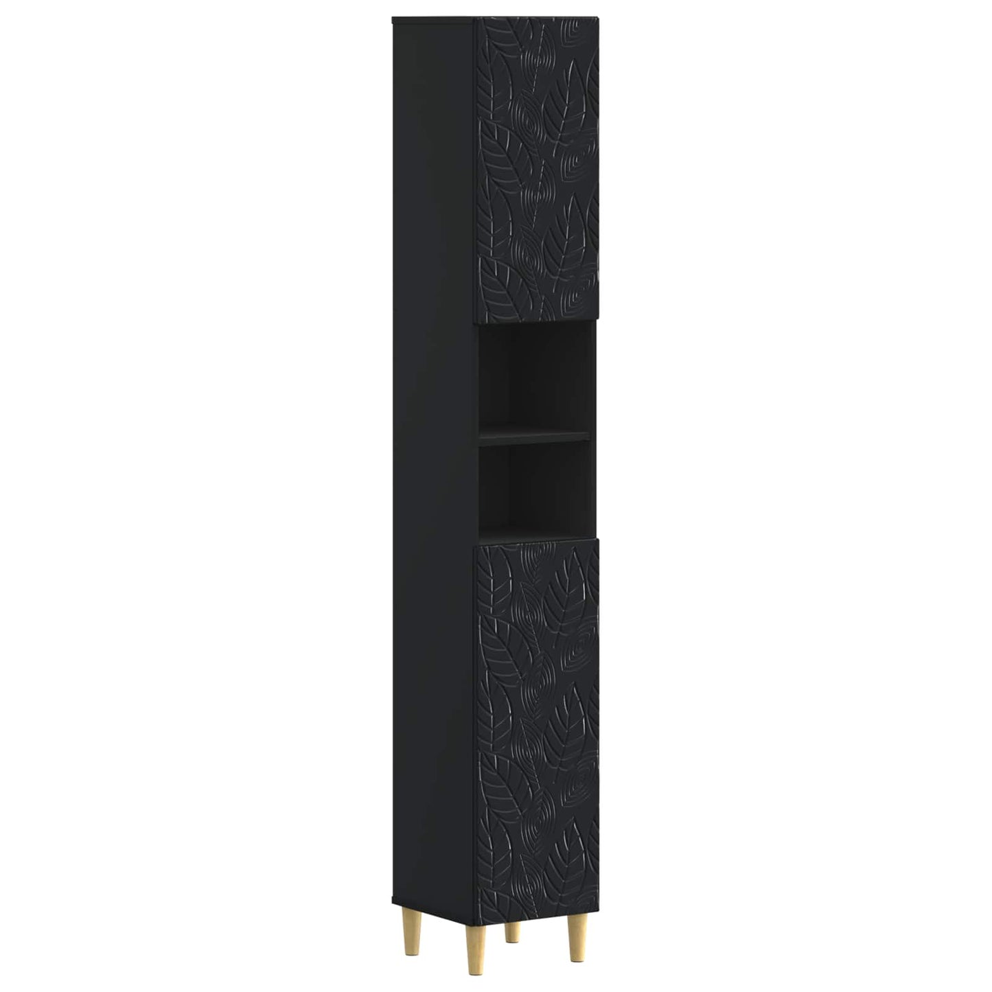 vidaXL 3 Piece Bathroom Cabinet Set DELFT Black Engineered Wood 4