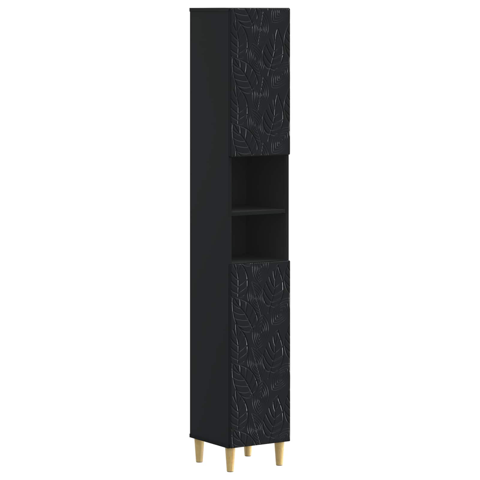 vidaXL 3 Piece Bathroom Cabinet Set DELFT Black Engineered Wood 4