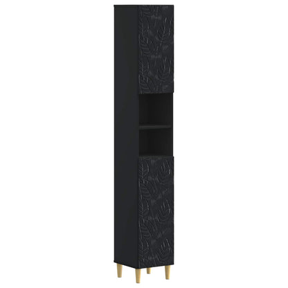 vidaXL 3 Piece Bathroom Cabinet Set DELFT Black Engineered Wood 4