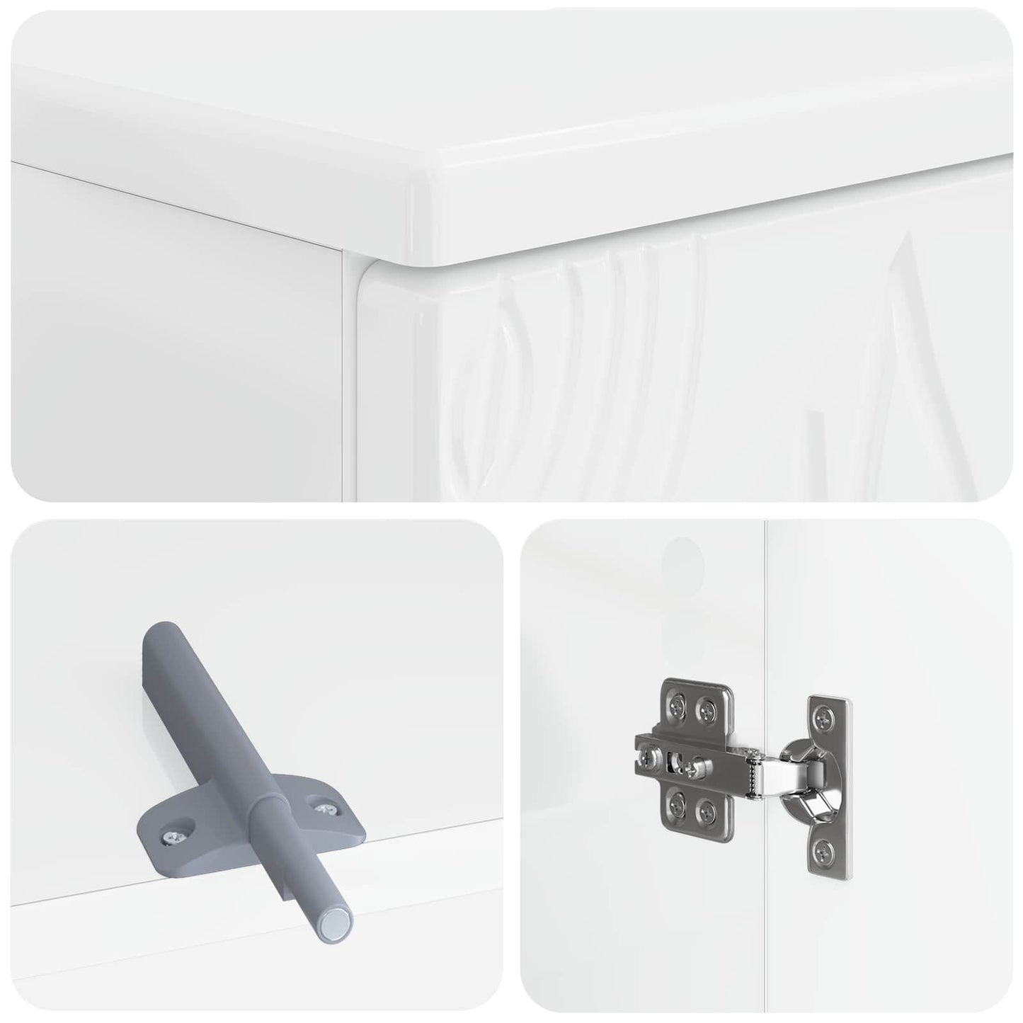 vidaXL 3 Piece Bathroom Cabinet Set DELFT High Gloss White 6