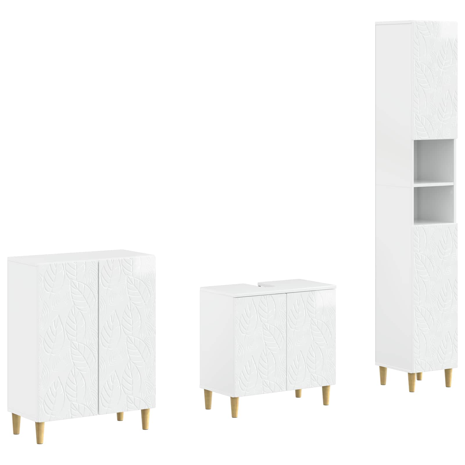vidaXL 3 Piece Bathroom Cabinet Set DELFT High Gloss White 1
