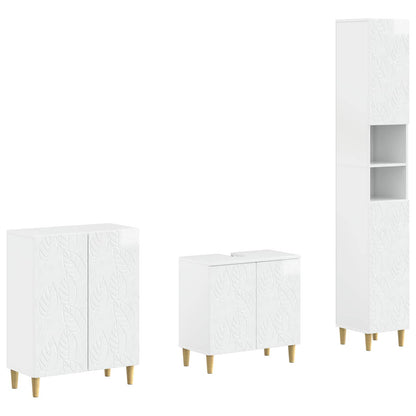 vidaXL 3 Piece Bathroom Cabinet Set DELFT High Gloss White 1