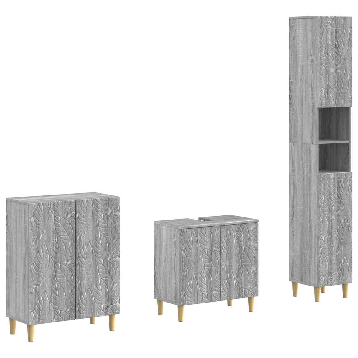 vidaXL 3 Piece Bathroom Cabinet Set DELFT Grey Sonoma Engineered Wood 2