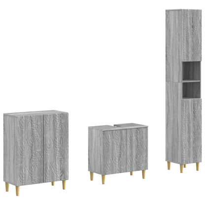 vidaXL 3 Piece Bathroom Cabinet Set DELFT Grey Sonoma Engineered Wood 2