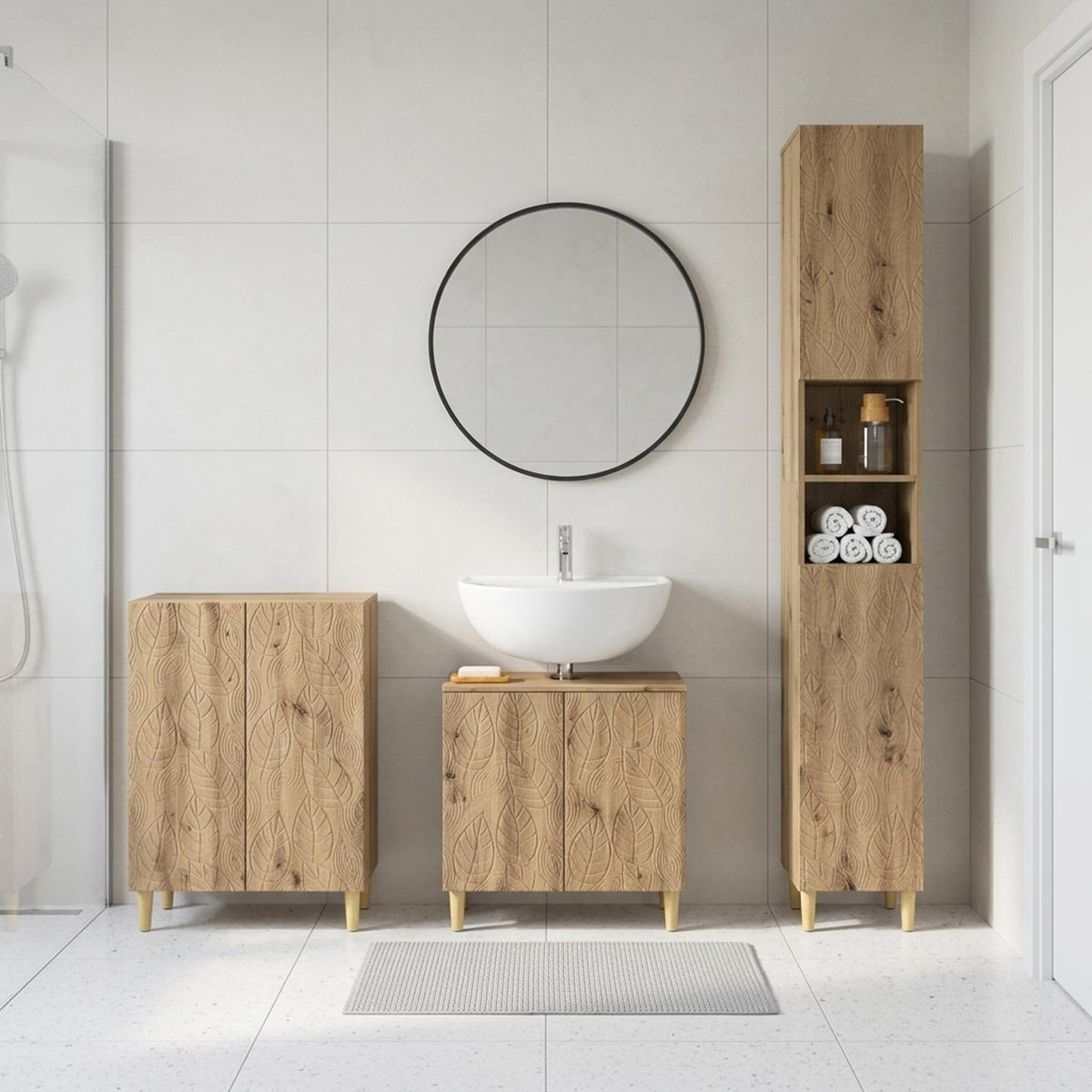 vidaXL 3 Piece Bathroom Cabinet Set DELFT Artisan Oak Engineered Wood 1