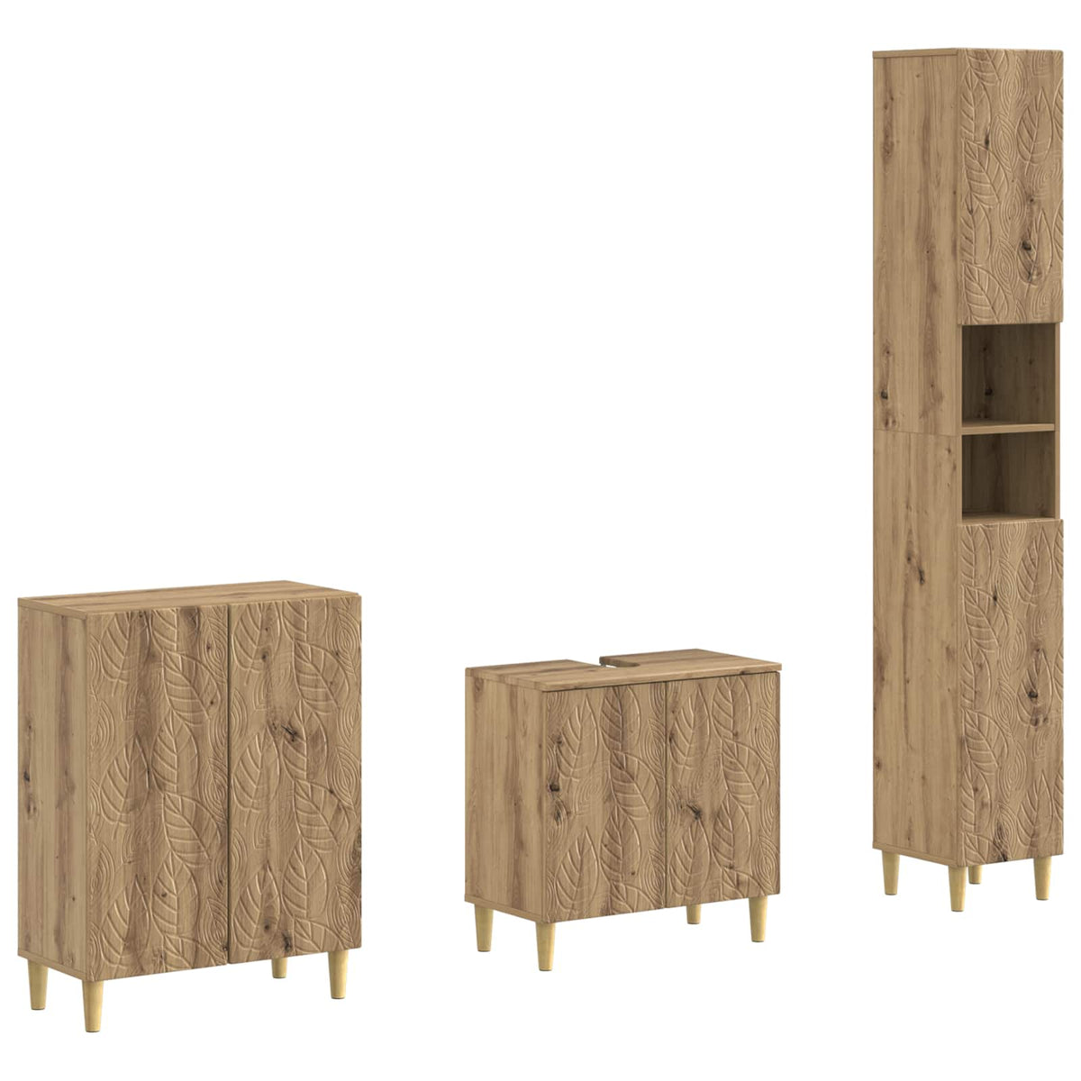 vidaXL 3 Piece Bathroom Cabinet Set DELFT Artisan Oak Engineered Wood 2