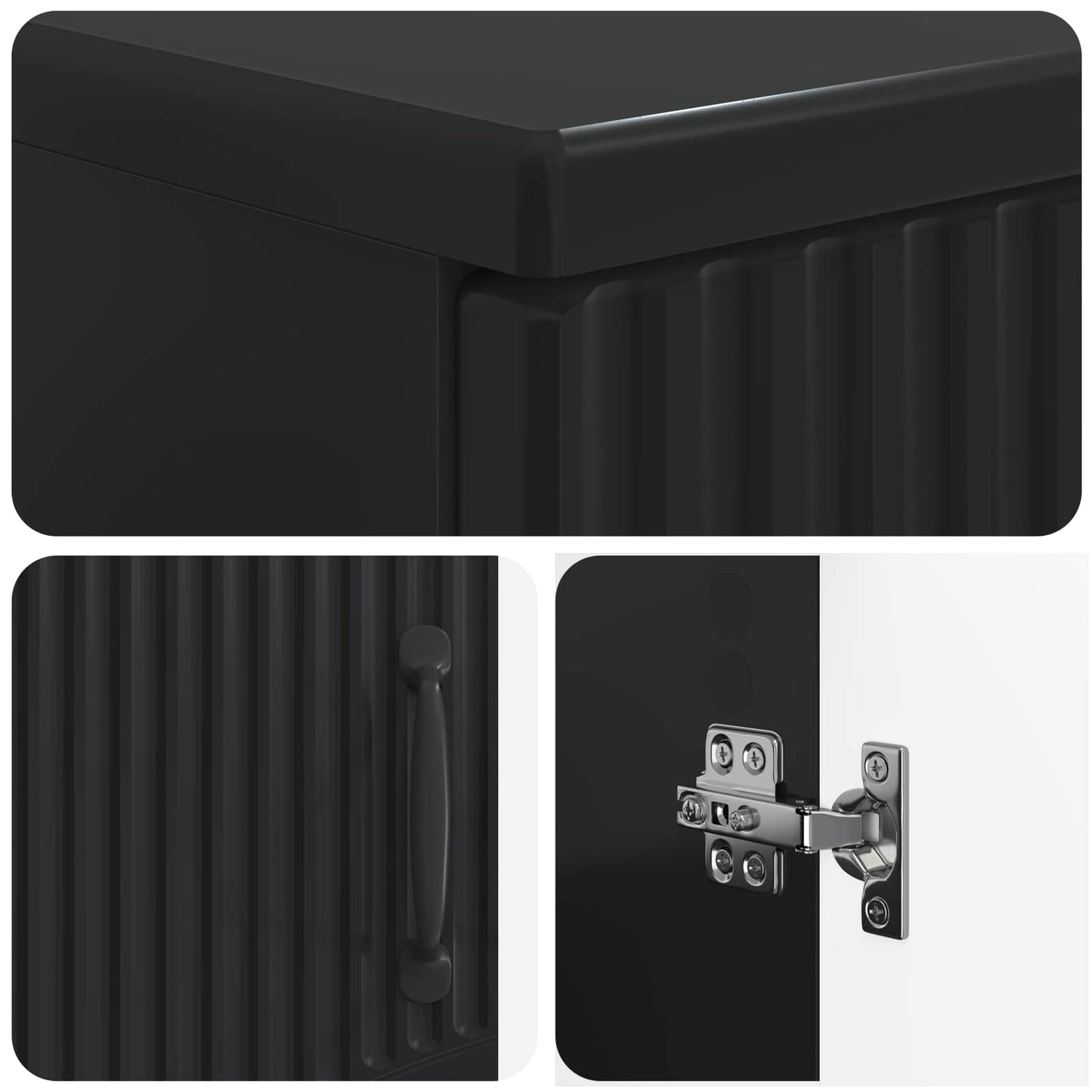 vidaXL 3 Piece Bathroom Cabinet Set HOORN Black Engineered Wood 6
