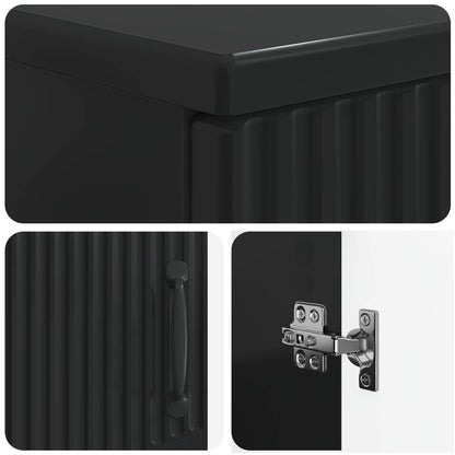 vidaXL 3 Piece Bathroom Cabinet Set HOORN Black Engineered Wood 6