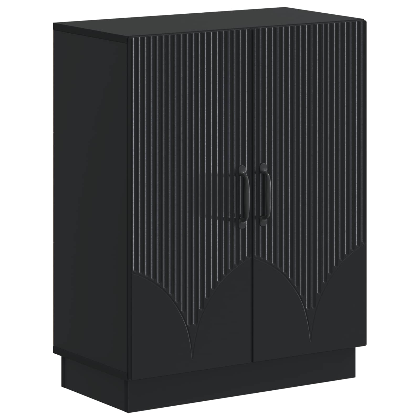 vidaXL 3 Piece Bathroom Cabinet Set HOORN Black Engineered Wood 2