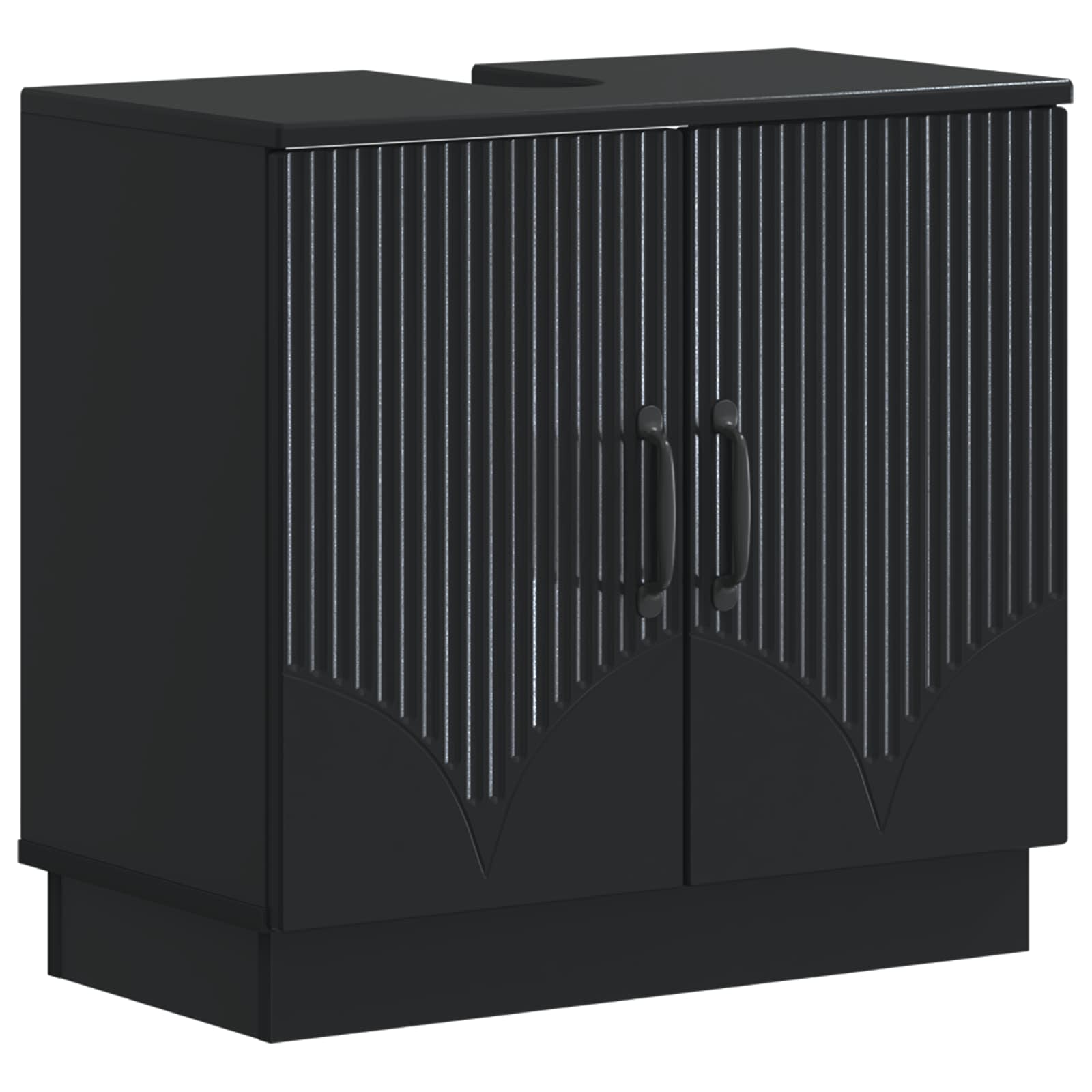 vidaXL 3 Piece Bathroom Cabinet Set HOORN Black Engineered Wood 3
