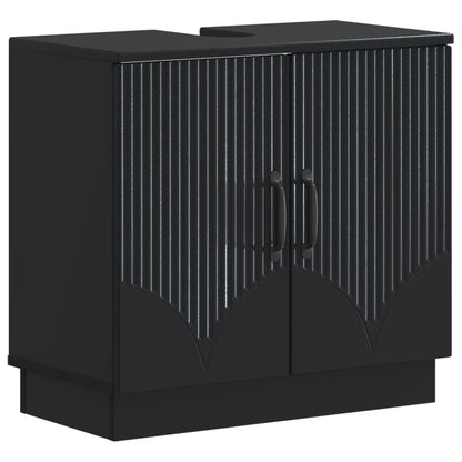 vidaXL 3 Piece Bathroom Cabinet Set HOORN Black Engineered Wood 3