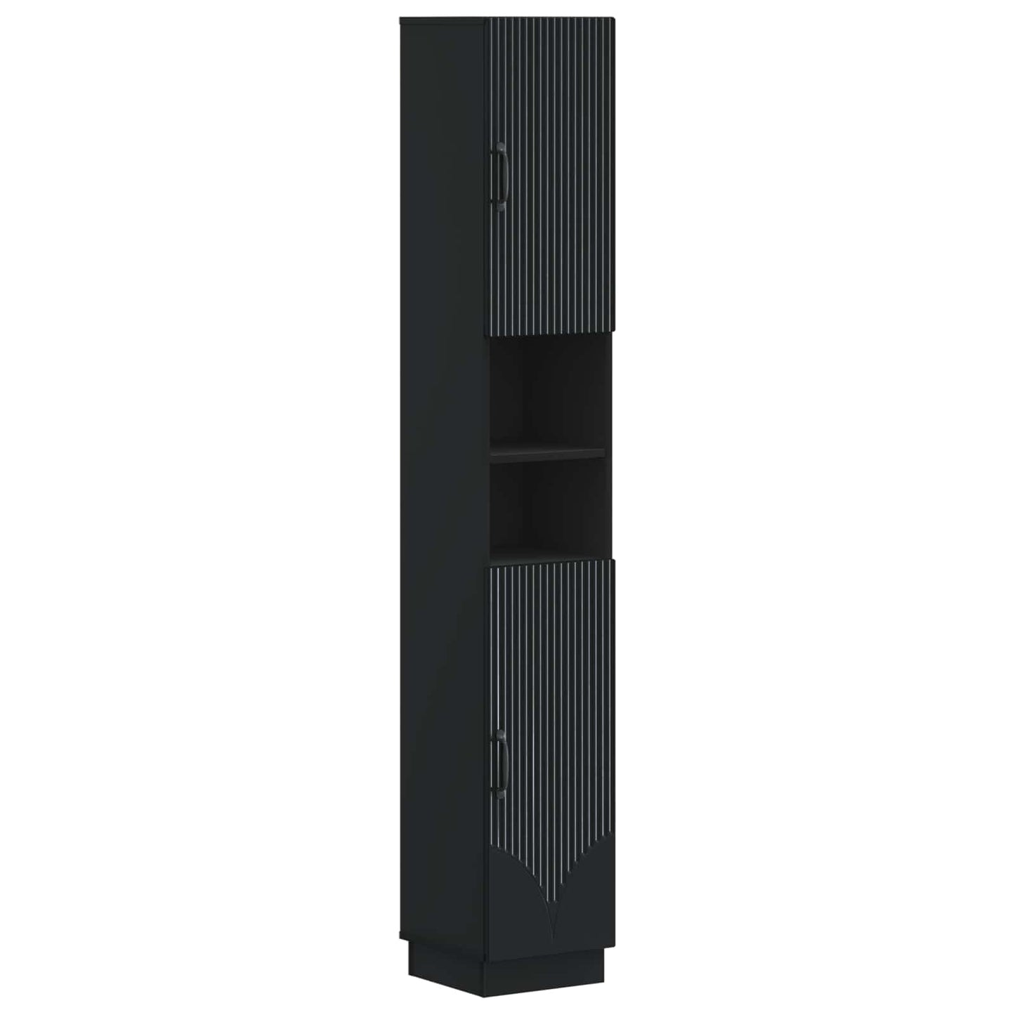 vidaXL 3 Piece Bathroom Cabinet Set HOORN Black Engineered Wood 4