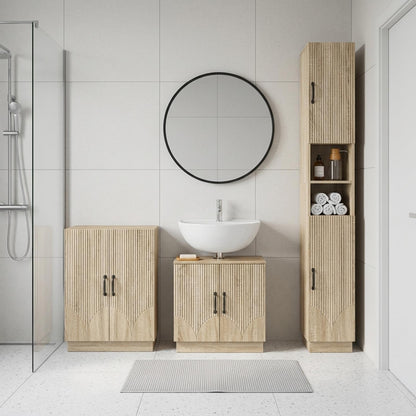 vidaXL 3 Piece Bathroom Cabinet Set EDE Engineered Wood Sonoma Oak