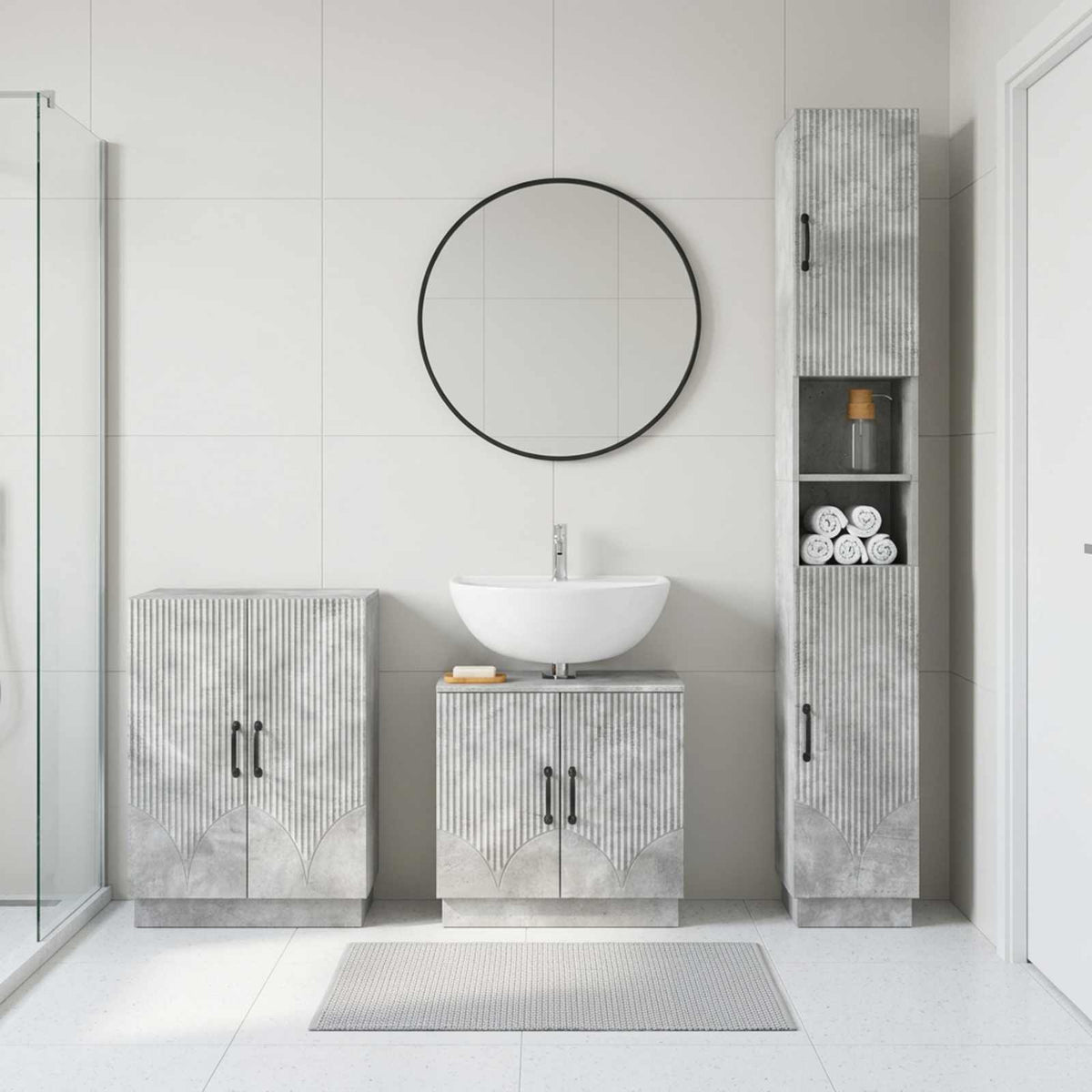 vidaXL 3 Piece Bathroom Cabinet Set DELFT Concrete Grey